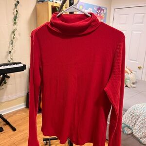 Old Navy Red Ribbed Long Sleeve Turtleneck Tee